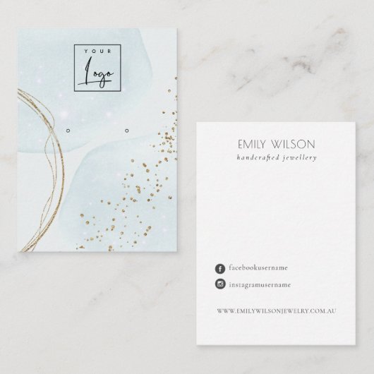 Abstraktes Gold Aqua Blue Study Orange Logo Displa Visitenkarte (Vorne/Hinten)
