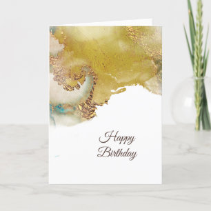 Abstraktes Gold Aquamarin Geburtstag Karte