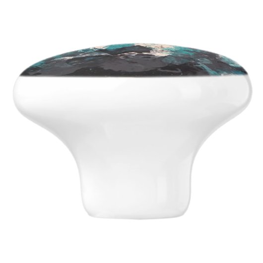 Abstraktes Gold Aquamarin Keramikknauf (Seitenansicht)