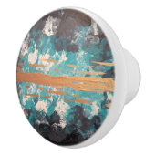 Abstraktes Gold Aquamarin Keramikknauf (Rechts)