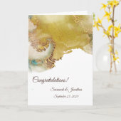 Abstraktes Gold Aquamarin Personalisiert Hochzeit Karte (Gelbe Blume)