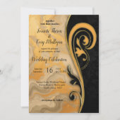 Abstraktes Gold auf schwarzen und gemischten Marmo Einladung (Vorderseite)