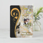Abstraktes Gold auf schwarzen und gemischten Marmo Einladung (Stehend Vorderseite)