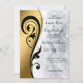 Abstraktes Gold auf schwarzen und gemischten Marmo Einladung (Vorderseite)