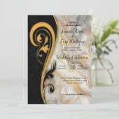 Abstraktes Gold auf schwarzen und gemischten Marmo Einladung (Stehend Vorderseite)
