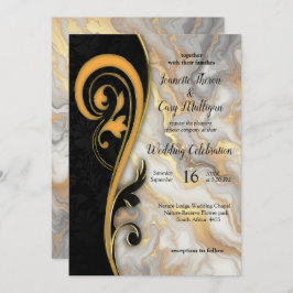 Abstraktes Gold auf schwarzen und gemischten Marmo Einladung