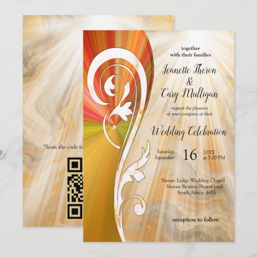 Abstraktes Gold auf schwarzen und gemischten Marmo Einladung (Vorne/Hinten)