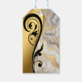 Abstraktes Gold auf schwarzen und gemischten Marmo Geschenkanhänger (Vorderseite)