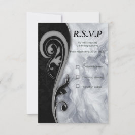 Abstraktes Gold auf schwarzen und gemischten Marmo RSVP Karte