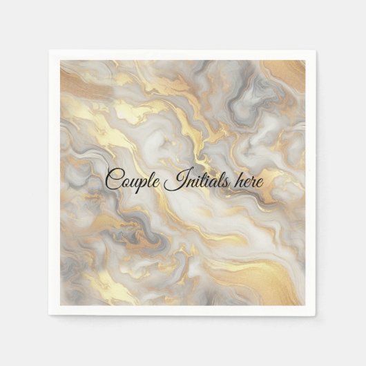 Abstraktes Gold auf schwarzen und gemischten Marmo Serviette (Vorderseite)