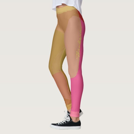 Abstraktes Gold Beige rosa Muster Leggings (Links)