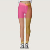 Abstraktes Gold Beige rosa Muster Leggings (Vorderseite)