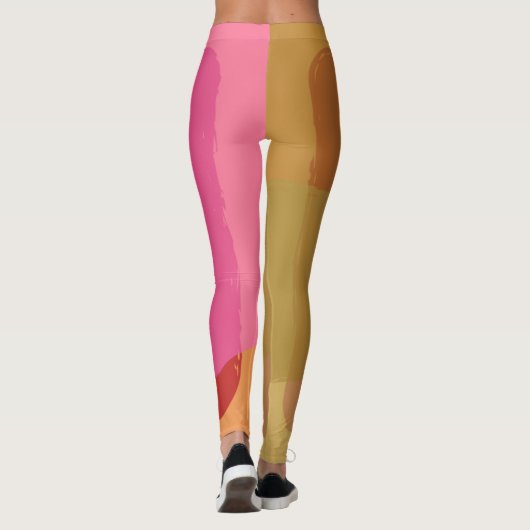 Abstraktes Gold Beige rosa Muster Leggings (Rückseite)