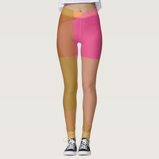 Abstraktes Gold Beige rosa Muster Leggings (Vorderseite)