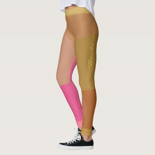 Abstraktes Gold Beige rosa Muster Leggings (Links)