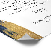 Abstraktes Gold Blue Brautparty Drinks Menü Signie Poster (Ecke)