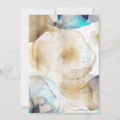 Abstraktes Gold Blue Fluid Art Malerei Einladung (Rückseite)