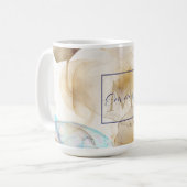 Abstraktes Gold Blue Fluid Art Malerei Kaffeetasse (Vorderseite Links)