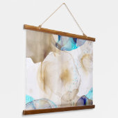 Abstraktes Gold Blue Fluid Art Malerei Wandteppich Mit Holzrahmen (Gewinkelt)