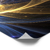 Abstraktes Gold Blue Fraktal Energy Art Poster (Ecke)