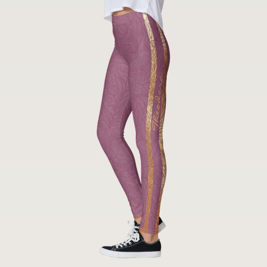 Abstraktes Gold Burgund Leggings (Links)