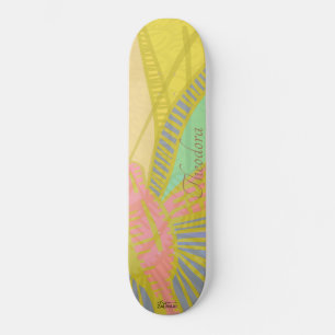 Abstraktes Gold Butterfly Jad Pink-Muster Skateboard