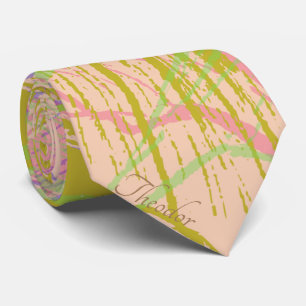 Abstraktes Gold Butterfly Pink Violet Muster Krawatte