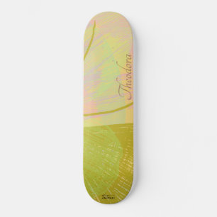 Abstraktes Gold Butterfly Pink Violet Pastellmuste Skateboard