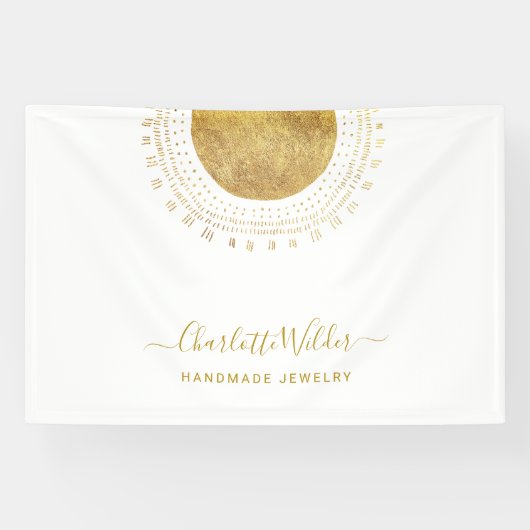 Abstraktes Gold Circle Handmade Schmuckgeschäft Banner (Horizontal)