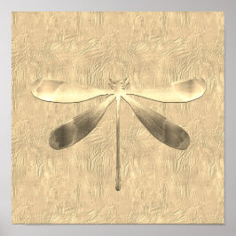 Abstraktes Gold Dragonfly Collage Poster