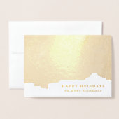 Abstraktes Gold | Eleganter Happy Holidays mit Fot Folienkarte (Vorderseite mit Umschlag)