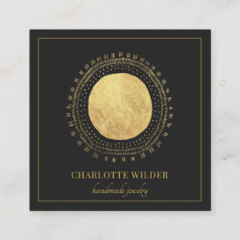 Abstraktes Gold Foil Circle Square Black Quadratische Visitenkarte