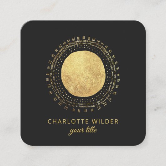 Abstraktes Gold Foil Circle Square Quadratische Visitenkarte (Vorderseite)