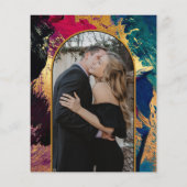 Abstraktes Gold FOTO Hochzeit Einladung (Rückseite)