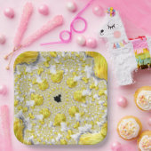 Abstraktes Gold-Fraktal Pappteller (Party)