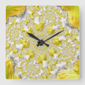 Abstraktes Gold-Fraktal Quadratische Wanduhr (Vorderseite)