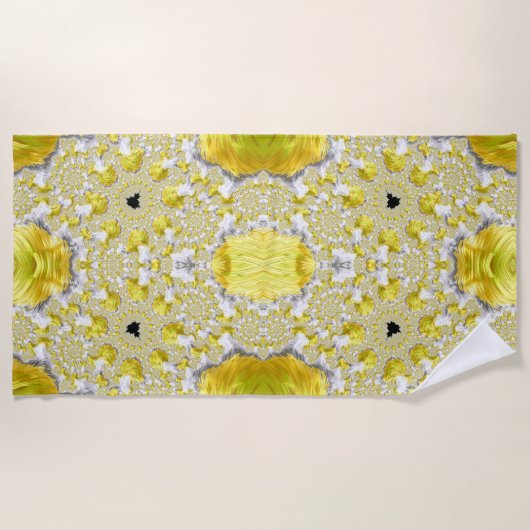 Abstraktes Gold-Fraktal Strandtuch (Vorderseite)
