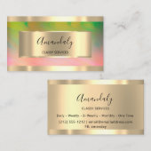 Abstraktes Gold Gerahmt Elegante Makeup Pink Visitenkarte (Vorne/Hinten)