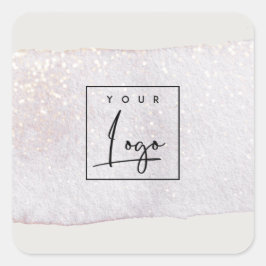 Abstraktes Gold Lilac Brush Stoß Wasserfarblogos Quadratischer Aufkleber