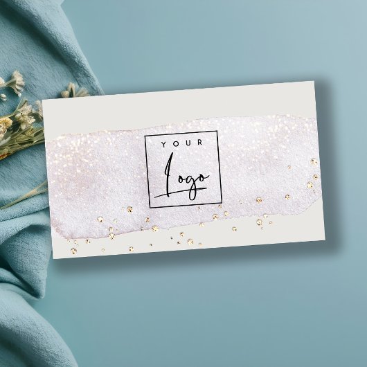 Abstraktes Gold Lilac Brush Stoß Wasserfarblogos Visitenkarte