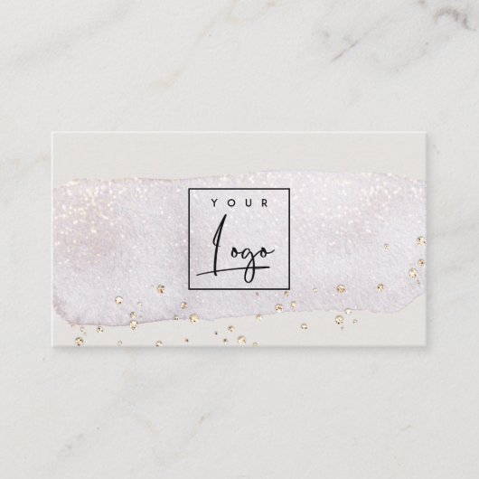 Abstraktes Gold Lilac Brush Stoß Wasserfarblogos Visitenkarte (Vorderseite)