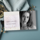 Abstraktes Gold Lilac Pinselstrich Wasserfarben Fo Visitenkarte