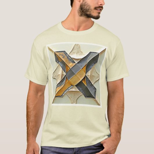 Abstraktes Gold-Metall-Design T-Shirt (Vorderseite)