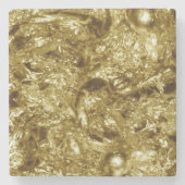 Abstraktes GOLD-Muster + Text / Foto Steinuntersetzer (Vorderseite)