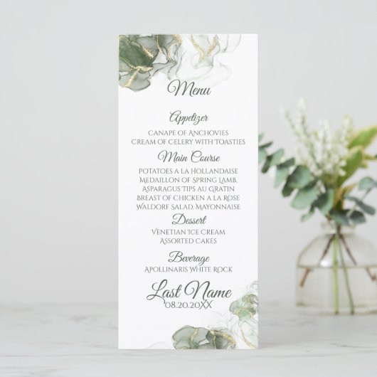 Abstraktes Gold-Mute-Sage-Grün (Stehend Vorderseite)