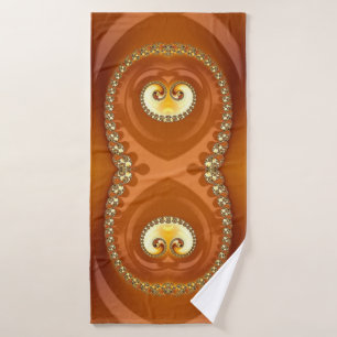 Abstraktes Gold Orange Gradient Spiral Fraktal Badehandtuch