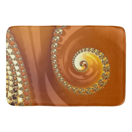 Abstraktes Gold Orange Gradient Spiral Fraktal Badematte (Vorderseite)