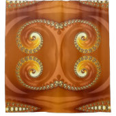 Abstraktes Gold Orange Gradient Spiral Fraktal Duschvorhang (Vorderseite)
