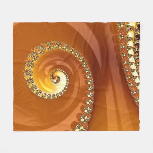 Abstraktes Gold Orange Gradient Spiral Fraktal Fleecedecke (Vorderseite (Horizontal))