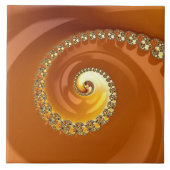 Abstraktes Gold Orange Gradient Spiral Fraktal Fliese (Vorderseite)